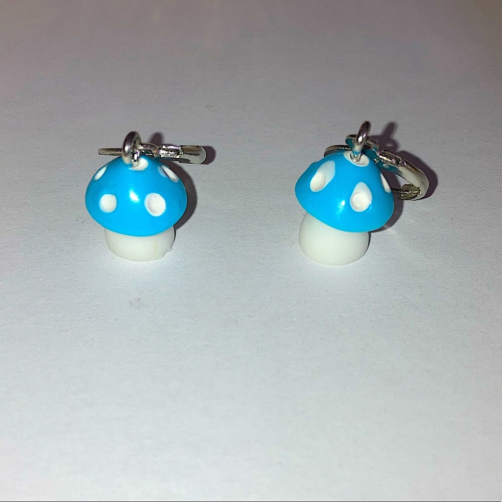 Blue Mushroom Earrings